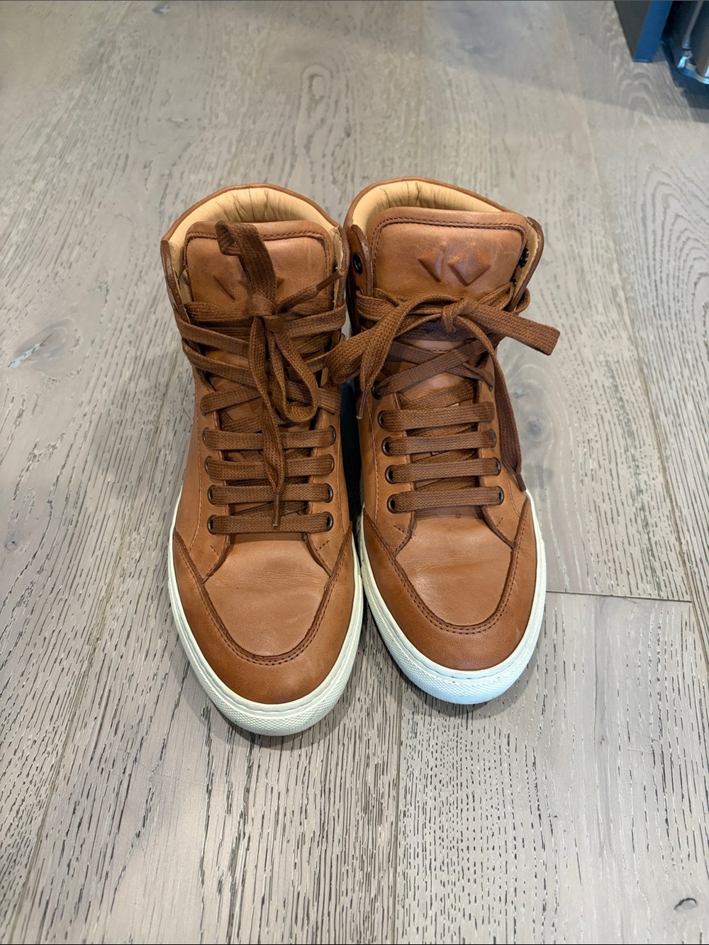 KOIO Women’s Brown High-Top Leather Sneakers- barely used EU size 36